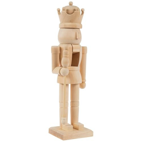 Hobby Lobby DIY Unfinished Wooden Nutcracker Figure, Natural Wood, Paint-Ready Christmas Decoration (12 Inch King) | Amazon (US)
