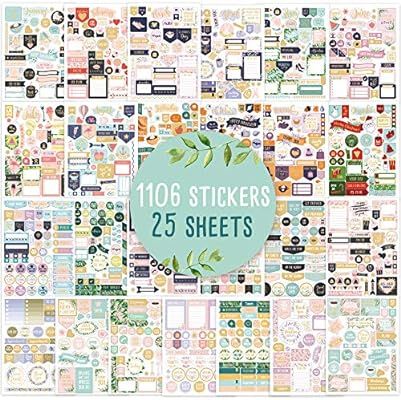 Aesthetic Greenery Planner Stickers - 1100+ Stunning Gold Foil Design Accessories Enhance and Sim... | Amazon (US)