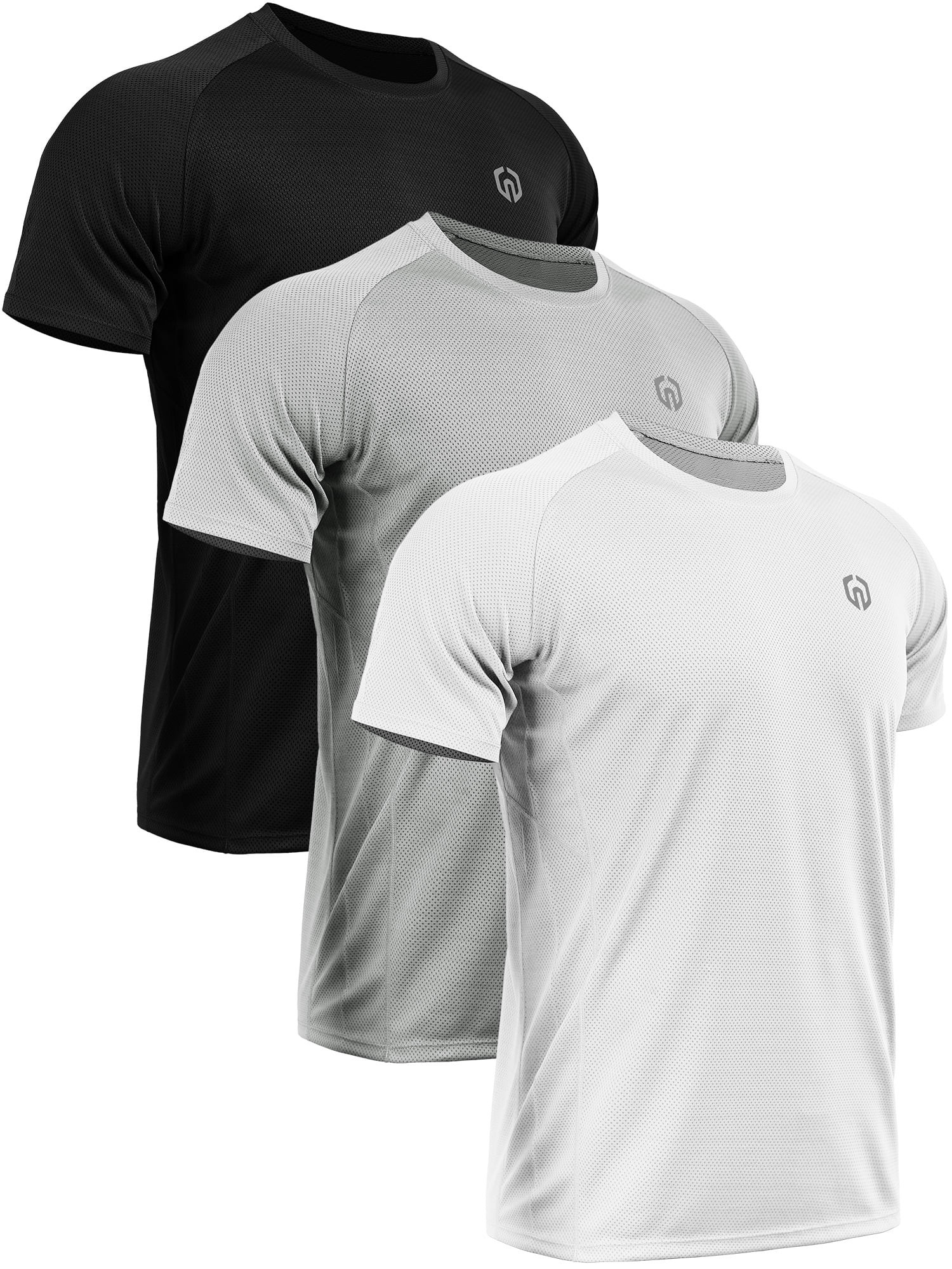 NELEUS Mens Dry Fit Mesh Athletic Shirts 3 Pack,Black+Gray+White,US Size S | Walmart (US)