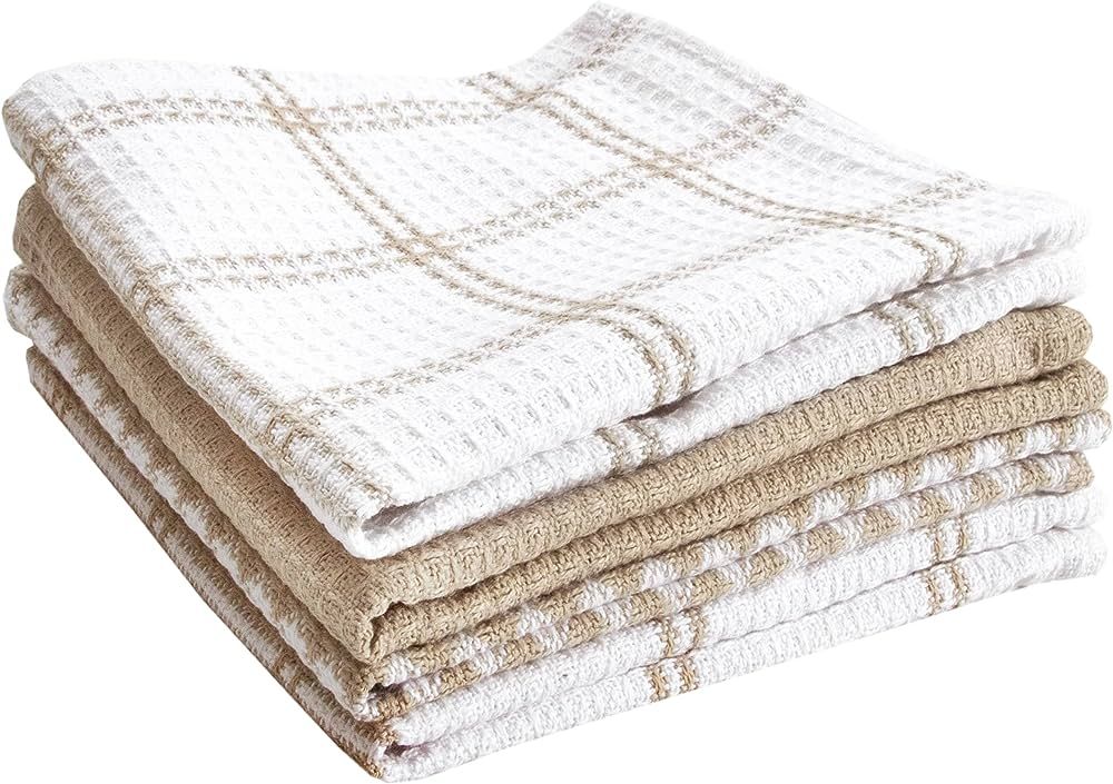 100% Cotton Flat Waffle Dish Cloths for Washing Dishes, 12"x13", 4-Pack, Sand T-fal Textiles | Amazon (US)