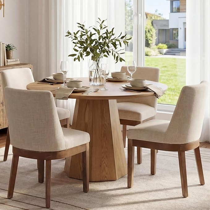 RIVOVA Modern Dining Chairs Set of 4 Comfortable Dining Room Chairs with Back, Linen Fabric Uphol... | Amazon (US)