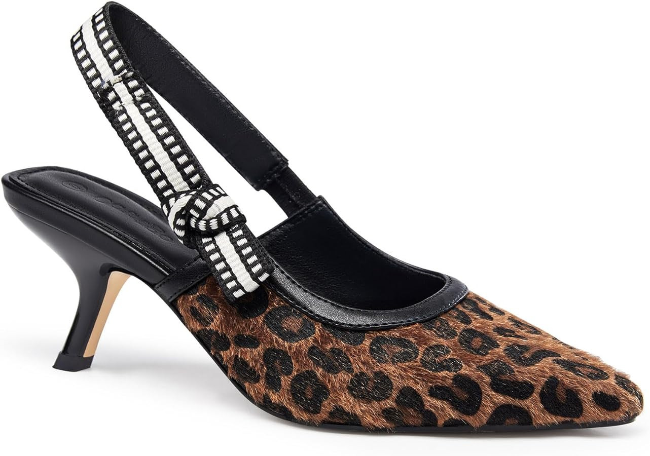 Coutgo Womens Slingback Kitten Heels Closed Pointed Toe Bowknot Knitted Slip On Work Pumps Dress ... | Amazon (US)