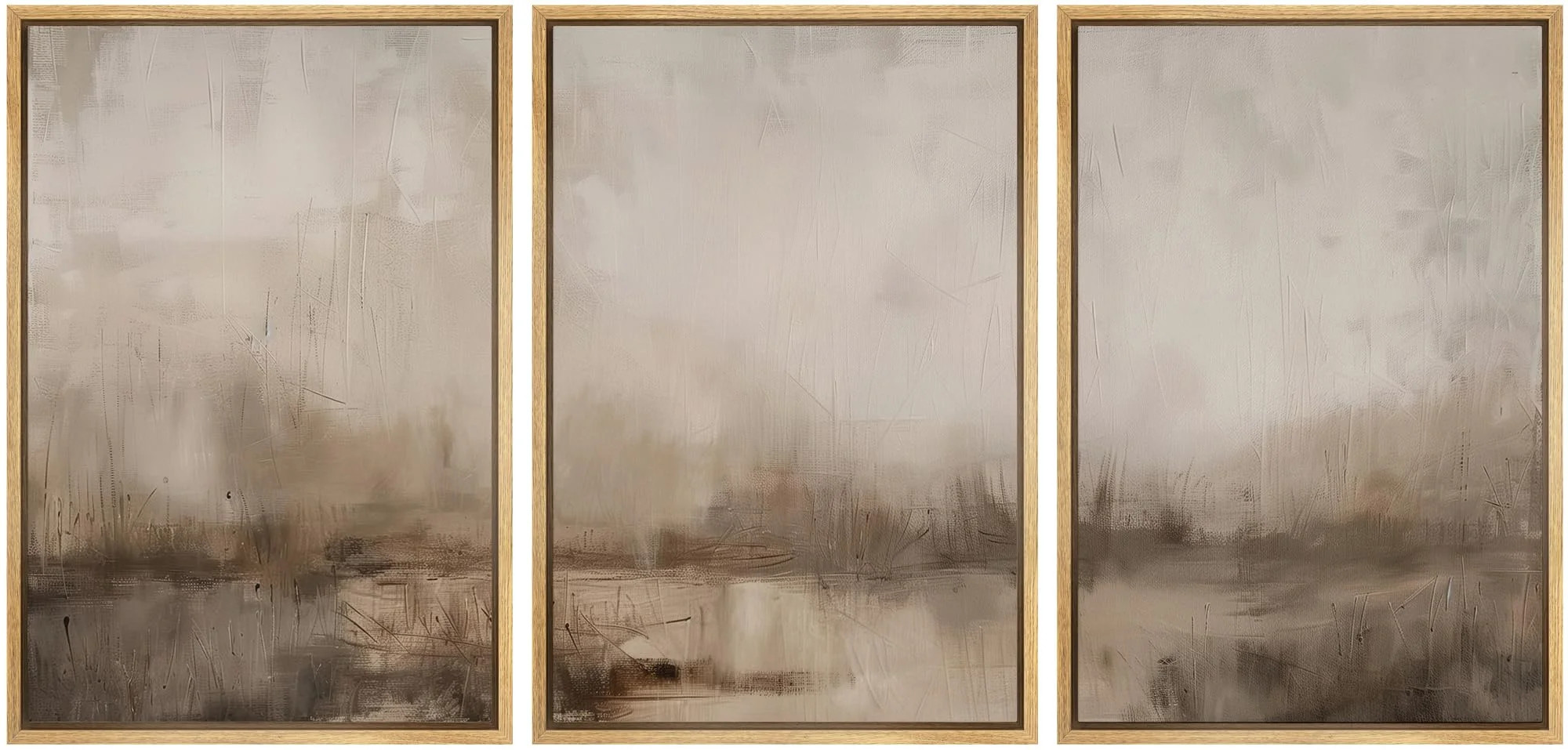 IDEA4WALL Framed Canvas Print Wall Art Set of 3 Vintage Abstract Landscape Misty Horizons Modern ... | Walmart (US)