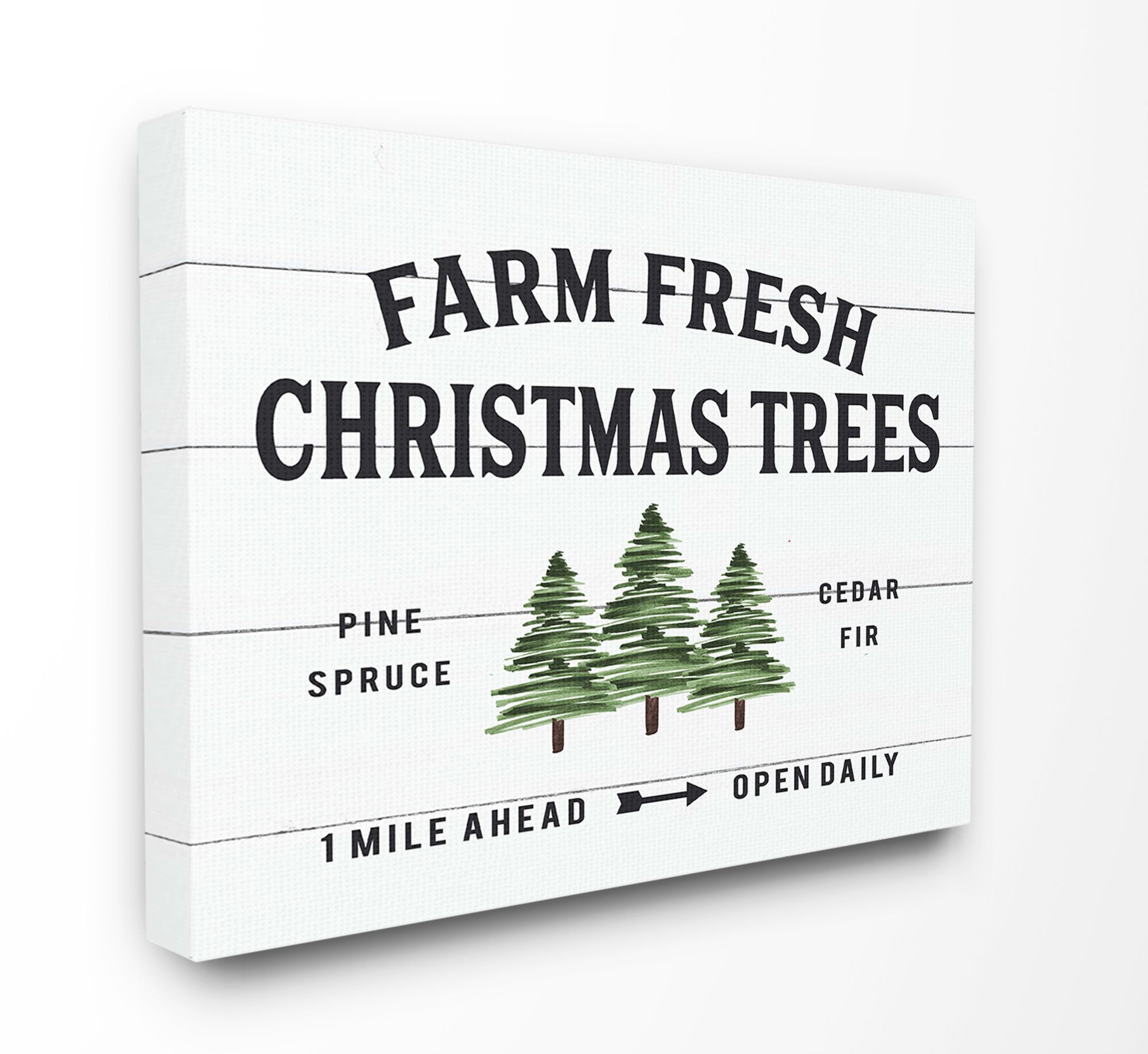 The Stupell Home Decor Collection White Planked Look Holiday Farm Fresh Christmas Trees Spruce an... | Walmart (US)
