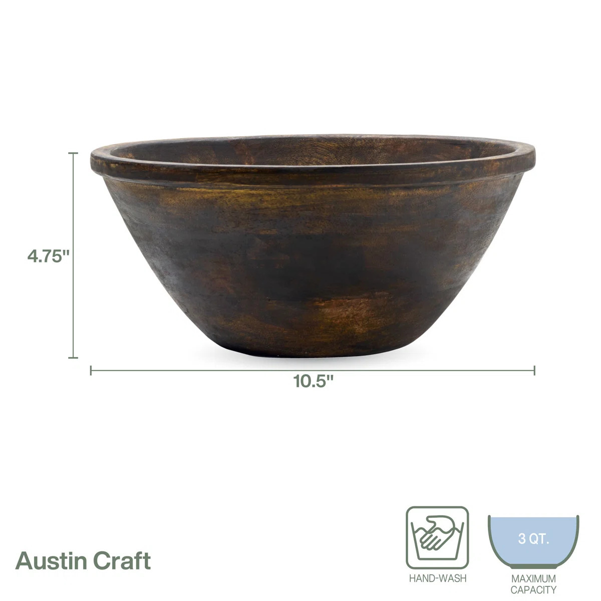 Fitz and Floyd Austin Craft 3-Quart Mango Wood Deep Serve Bowl | Wayfair North America