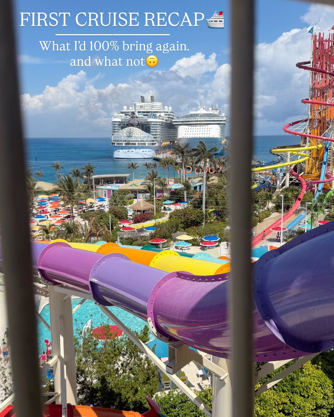 There were lots of recommendations on what to get/or not for our first cruise! I learned that it may be different for different cruise lines! We were on the Wonder Of The Sea (Royal Caribbean)

#LTKstorytime #LTKTravel #LTKmomlife