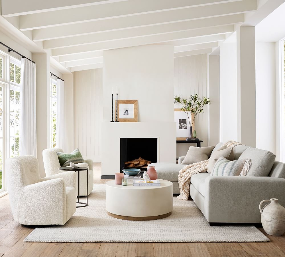 Big Sur Square Arm Upholstered Sofa Chaise Sectional | Pottery Barn (US)