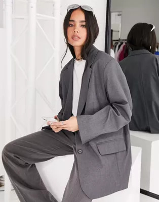 Weekday Erin oversized blazer in gray - part of a set | ASOS (Global)