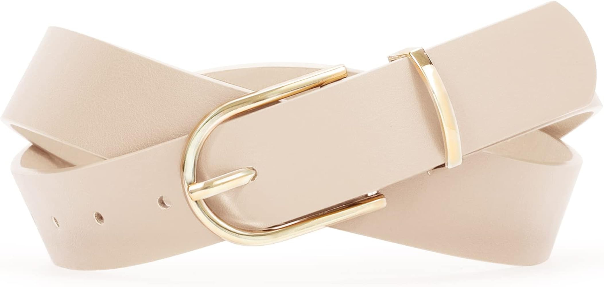 SANSTHS Women Faux Leather Chic Belts for Jeans Pants Fashion Ladies Belt Solid Color with Gold C... | Amazon (US)