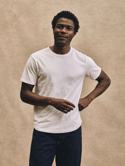 White Slub Curved Hem Tee | Buck Mason