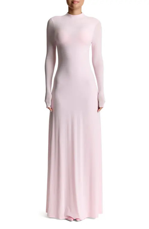 Naked Wardrobe Long Sleeve Open Back Maxi Dress in Cherry Blossom at Nordstrom, Size Medium | Nordstrom