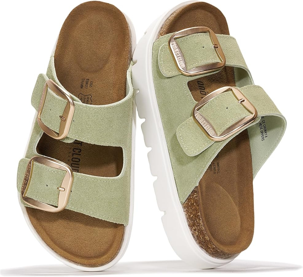 Project Cloud 100% Genuine Leather Platform Sandals Women Footwear - Wedge Chunky Slides for Wome... | Amazon (US)