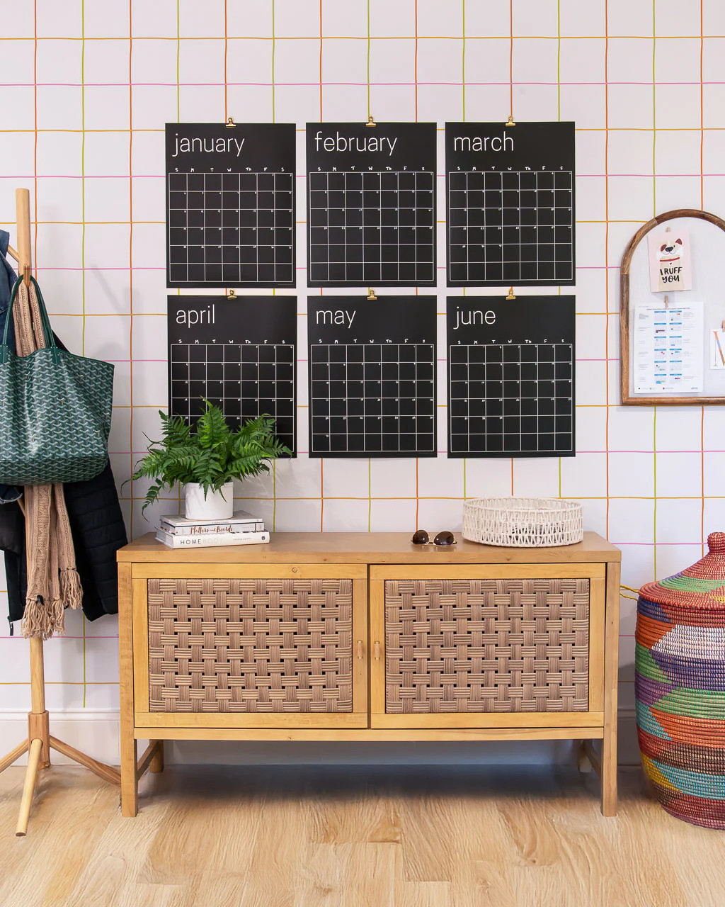 Reusable Large Wall Calendar in Black | 16 x 20 inches | Undated | Kaleidoscope Living