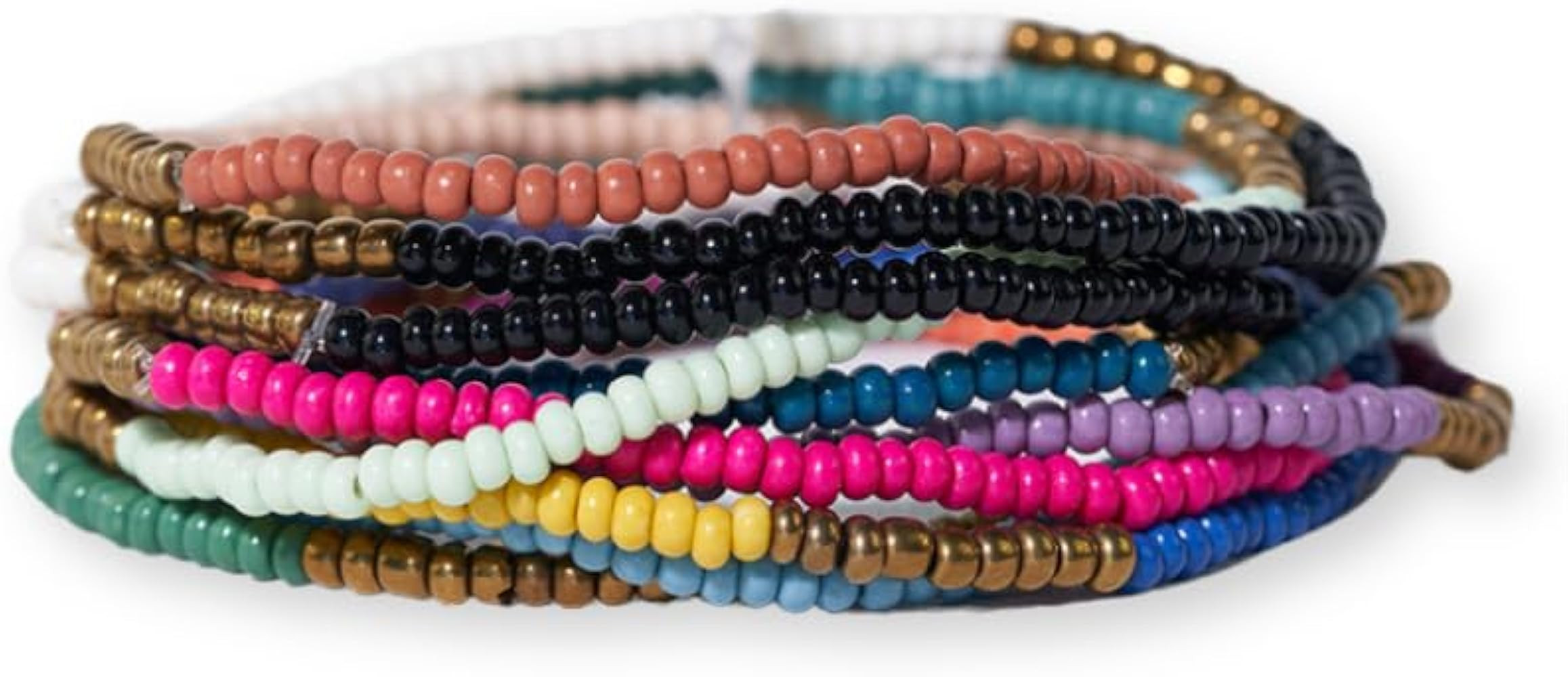 INK + ALLOY Beaded Stackable Bracelets for Women, Sage Small Beaded Stretch Boho Bracelet Stack, ... | Amazon (US)