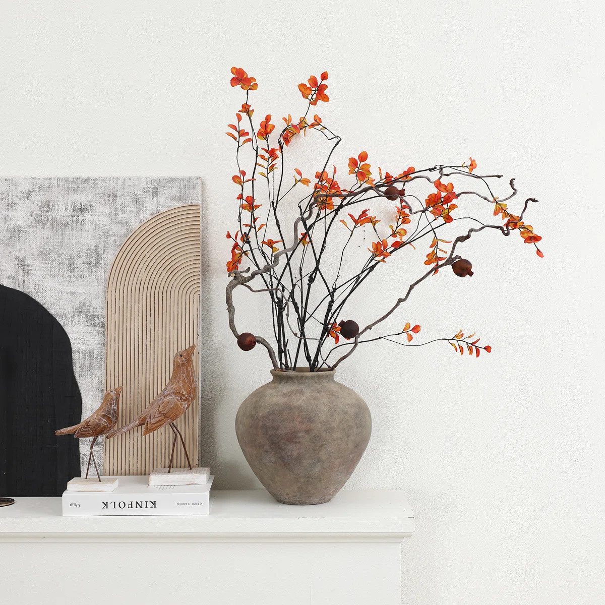 Rustic Ceramic Vase, Terracotta Pot Home Decor with Earthy Gray-Brown Finish, Multi Shape & Size ... | Wayfair North America