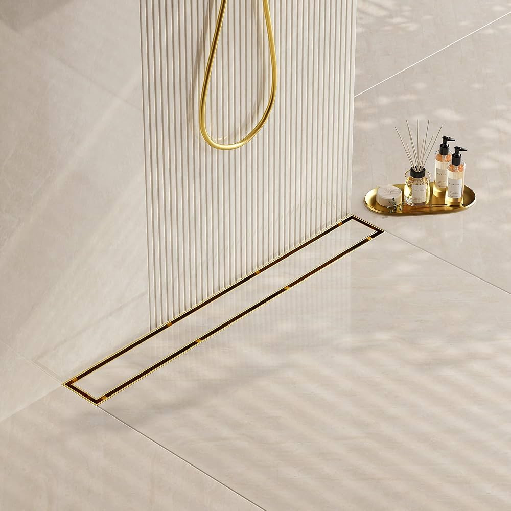 Neodrain 28-Inch Gold Linear Shower Drain, 2-in-1 Flat & Tile Insert Cover, Stainless Steel Linea... | Amazon (US)