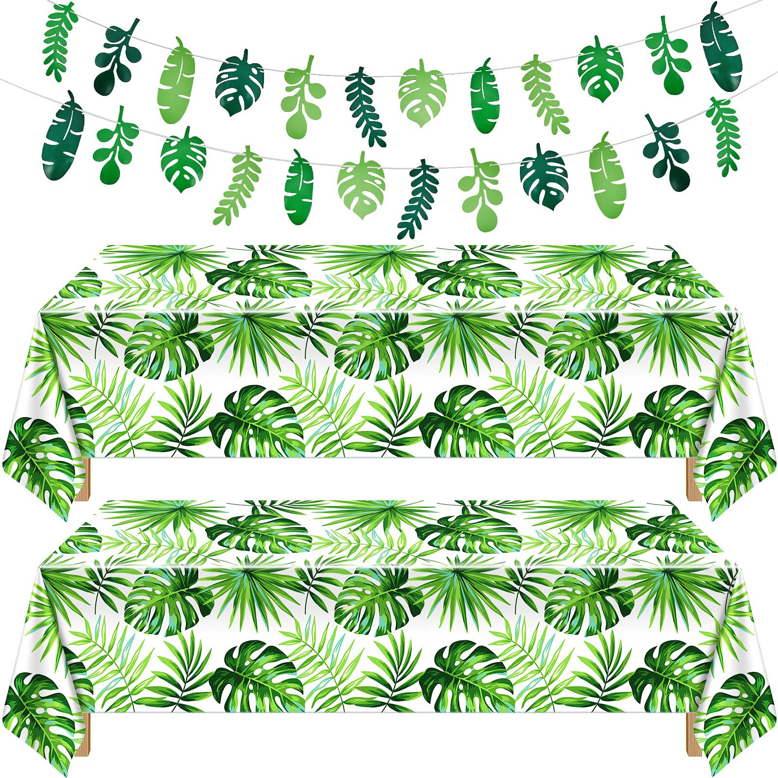 Tatuo 2 Pieces Palm Leaf Table Covers Hawaii Green Leaves Tablecloths Tropical Leaf Table Cloths ... | Amazon (US)