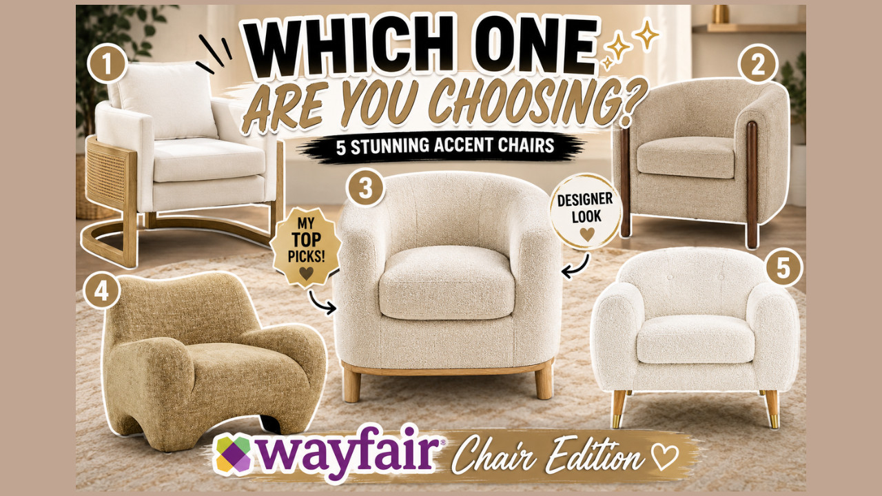 Wayfair Accent Chairs That Look Expensive 🪑 Designer Style for Less

Looking for the perfect accent chair? Today I'm sharing some beautiful Wayfair finds that can instantly elevate your living room, bedroom, office, or reading nook.
From cozy barrel chairs and modern silhouettes to designer-inspired accent seating, these pieces bring comfort, style, and luxury to any space.
✨ Featured Chairs:
• Rattan & Wood Wide Armchair Upholstered Barrel Chair • Moris Upholstered Barrel Chair • Leamon Fire-Resistant Upholstered Barrel Chair • Randal Chenille Accent Chair • Elishah MINIMORE Iris Tufted Accent Chair
Whether your style is modern organic, cozy contemporary, or neutral luxury, these chairs are statement pieces you'll want to add to your home.

Shop all of my favorites through my Wayfair Storefront, LTK, and ShopMy linked below!


🤎Wayfair Storefront:
https://creatorsold.io/wayfair/joycemichelleofficial/wayfair-accent-chairs-that-look-expensive-designer


🤎LTK:



🤎 ShopMy:
https://shopmy.us/shop/collections/5610138



#Wayfair
#WayfairFinds
#AccentChair
#HomeDecor
#LivingRoomDecor
#InteriorDesign
#NeutralHomeDecor
#ModernOrganic
#CozyHome
#FurnitureFinds
#LuxuryForLess
#HomeInspiration
#Over50AndChic
#LTKCreator
#WayfairCreator

wayfair accent chairs, accent chair ideas, barrel chair, chenille accent chair, modern accent chair, living room furniture, neutral home decor, wayfair furniture, designer inspired furniture, cozy home decor, modern organic style, reading nook chair, affordable luxury furniture, interior design inspiration, boucle chair, home decorating ideas, statement chair, living room inspiration, wayfair finds, accent seating 

 #LTKxAbercrombie #LTKOver40 #LTKHome