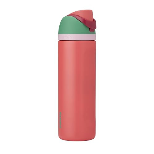 Owala FreeSip Insulated Stainless Steel Water Bottle with Straw for Sports, Travel, and School BPA-Free Sports Water Bottle, 24 oz, Strawberry Field | Amazon (US)
