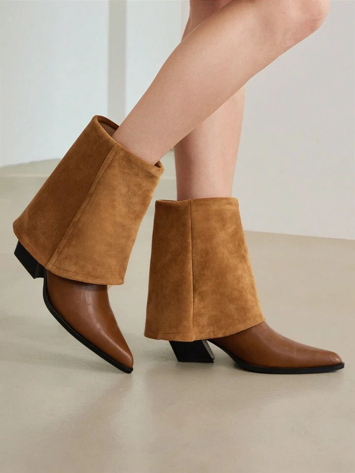 MOTF PREMIUM BOTAS DE TUBO MEDIO CON TACÓN ALTO PUNTIAGUDO DE MODA PARA MUJER | SHEIN USA | SHEIN