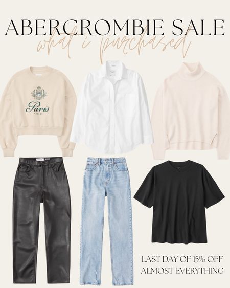 Last day of 15% off almost everything! 
For the Paris sweatshirt I ordered a large for an oversized fit.
Faux leather pants fit TTS 
90s straight jeans run long I ordered a short in my TTS 

#LTKsalealert #LTKunder100 #LTKstyletip