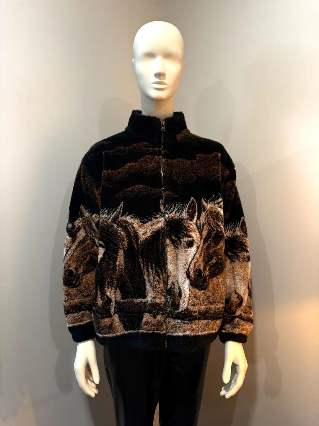 Vintage 90s Fleece Horse Themed Zip up Sweater - Etsy | Etsy (US)