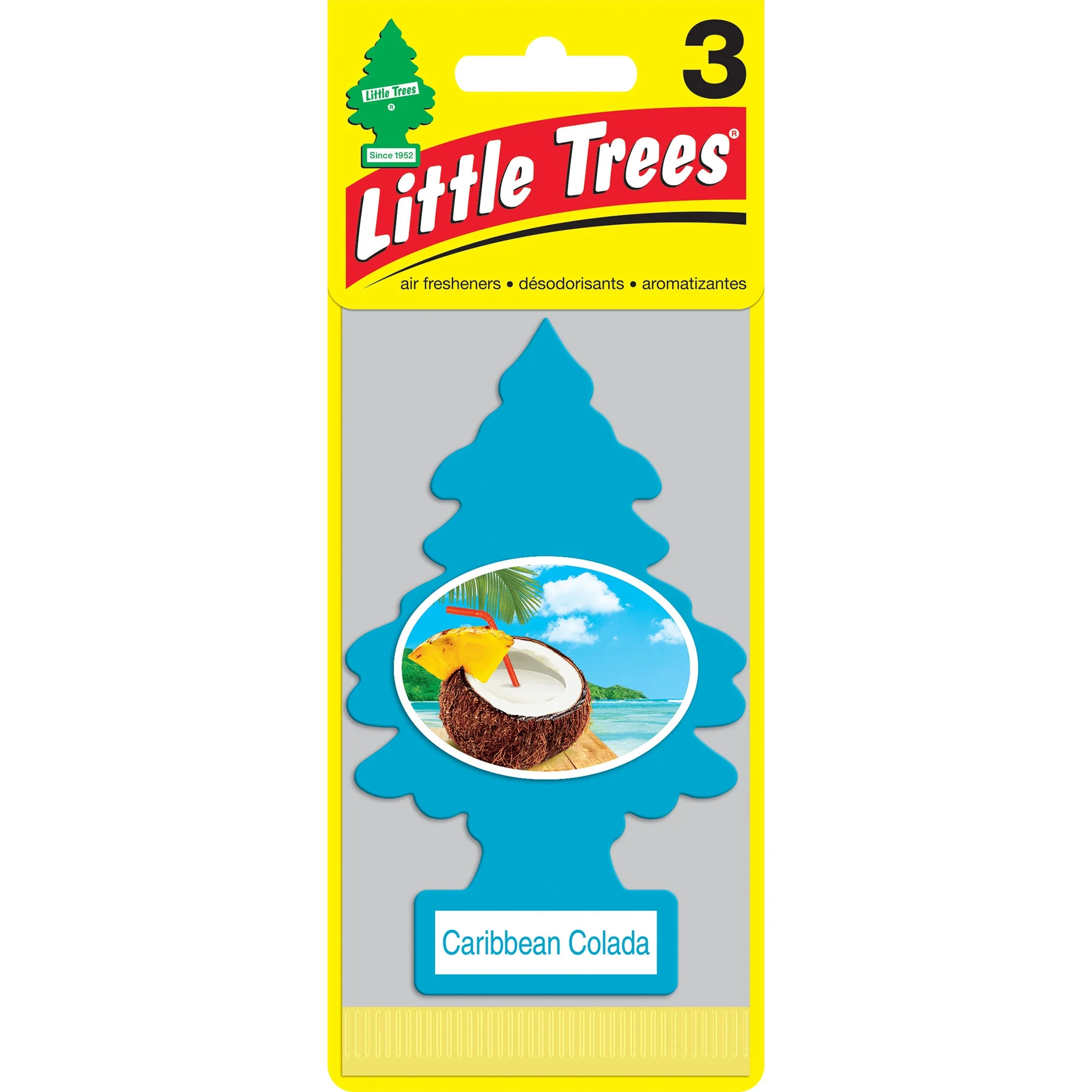 Little Trees Auto Air Freshener, Hanging Card, Caribbean Colada Fragrance 3-Pack - Walmart.com | Walmart (US)