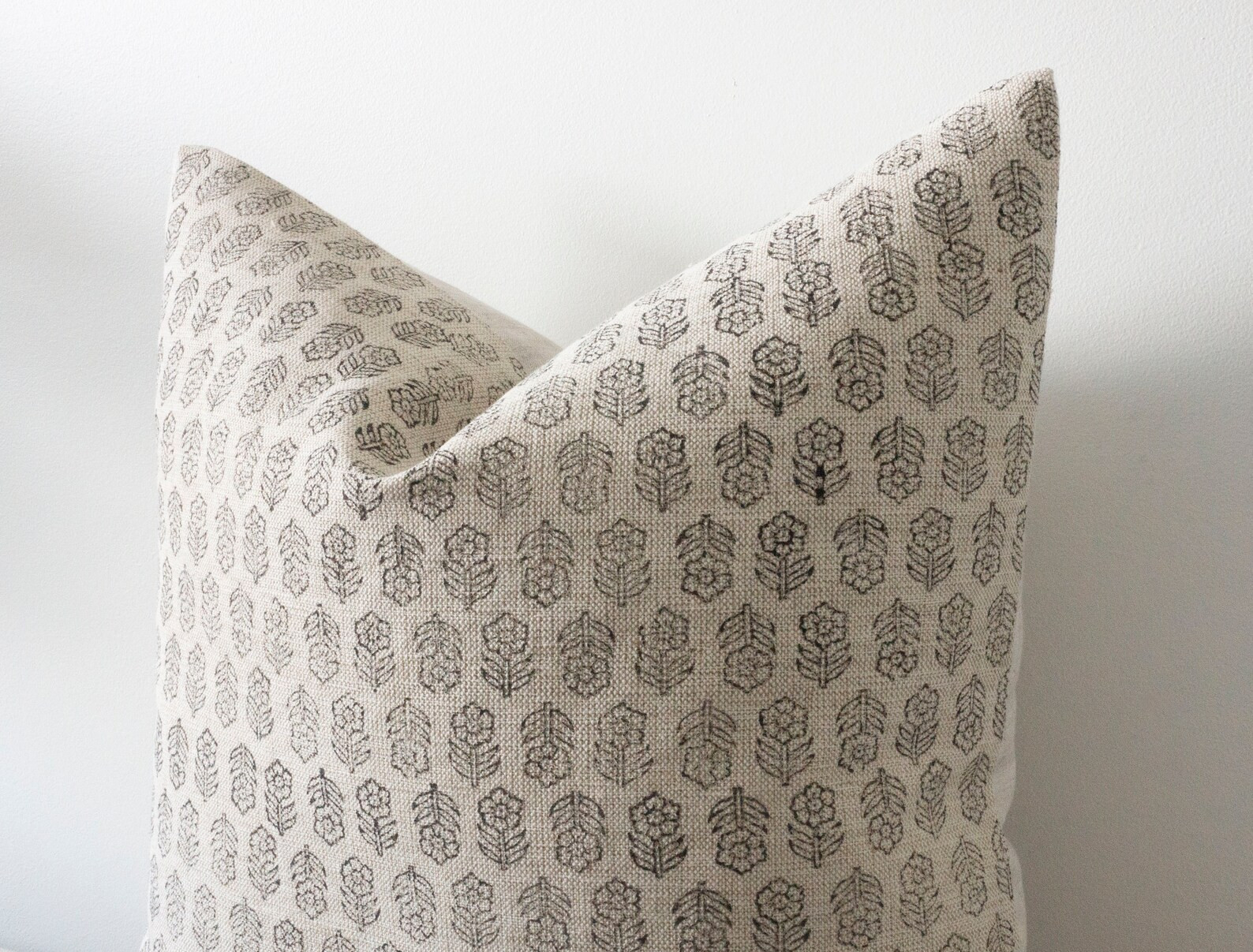 ADELE || Cream Block Print Pillow Cover Neutral Floral Pillow Cream Floral Pillow Modern Farmhous... | Etsy (US)