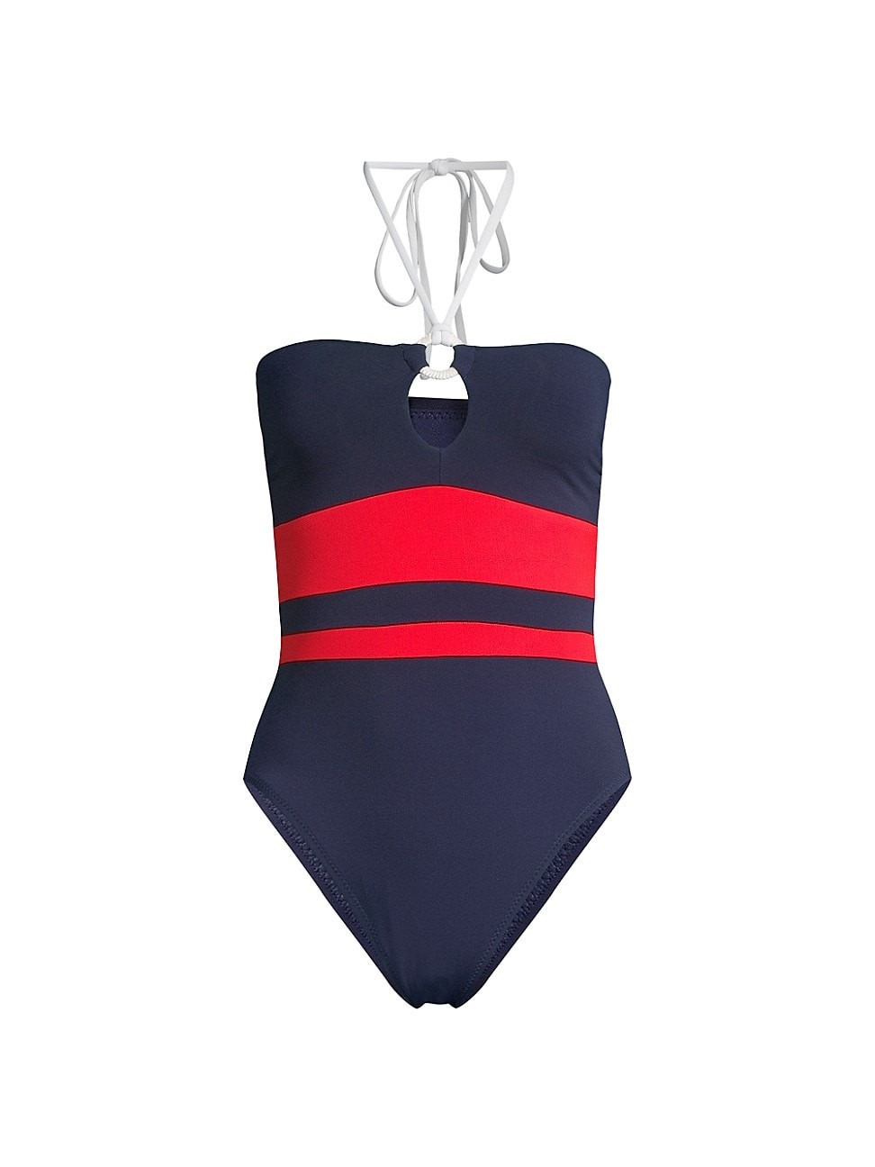 Women's Babe Striped One-Piece Swimsuit - Navy Combo - Size 6 | Saks Fifth Avenue