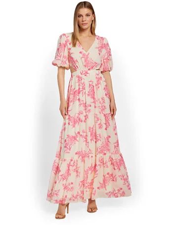 Floral-Print Cut-Out Side Maxi Dress - Flying Tomato - New York & Company | New York & Company