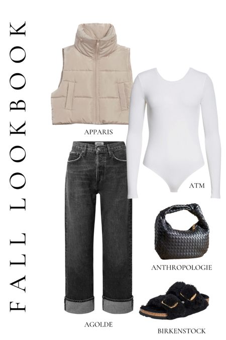 Fall lookbook - vest - bodysuit - denim - woven bag - slides - xs - 24 - TTS 

#LTKSeasonal