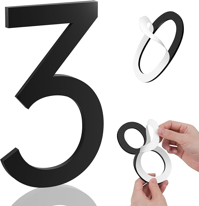 5 Inch House Numbers, Self-adhesive House Number Acrylic Modern House Numbers for Outside Black M... | Amazon (US)