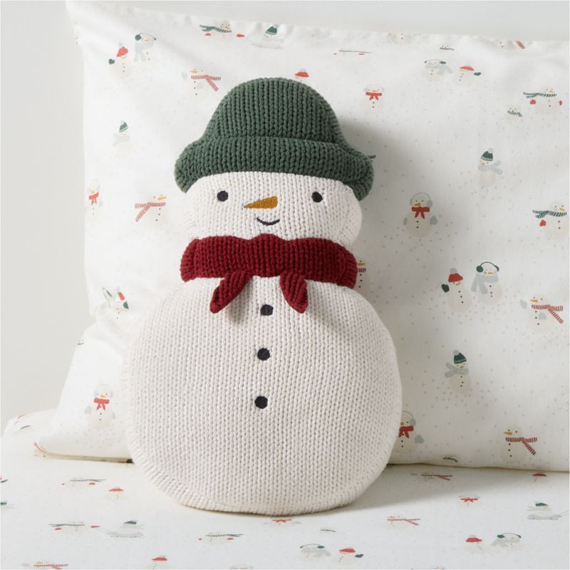 Snowman Knit Kids Christmas Throw Pillow + Reviews | Crate & Kids | Crate & Barrel