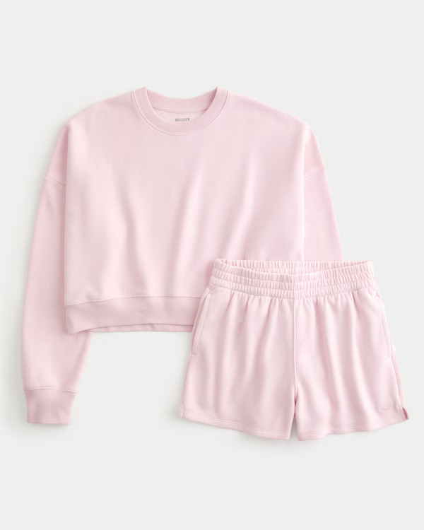 Women's Easy Crew Sweatshirt & Fleece Shorts Bundle | Women's Sweatshirts & Sweatpants | Holliste... | Hollister (US)