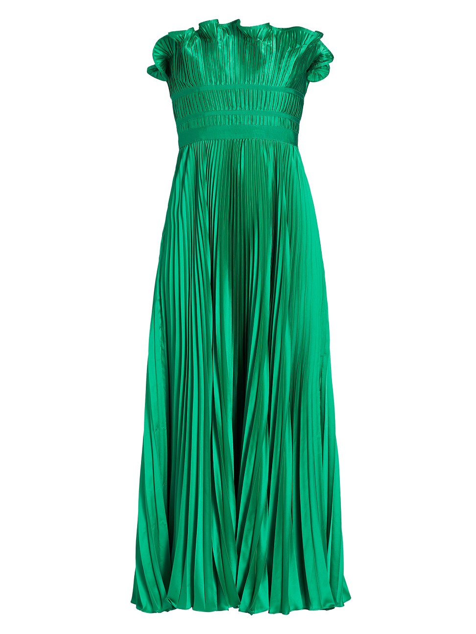 Women's Giada Strapless Pleated Satin Dress - Green Grass - Size 8 | Saks Fifth Avenue