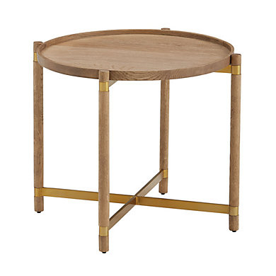 Elliot Side Table with Oak Wood Top & Antique Brass Accents | Ballard Designs, Inc.