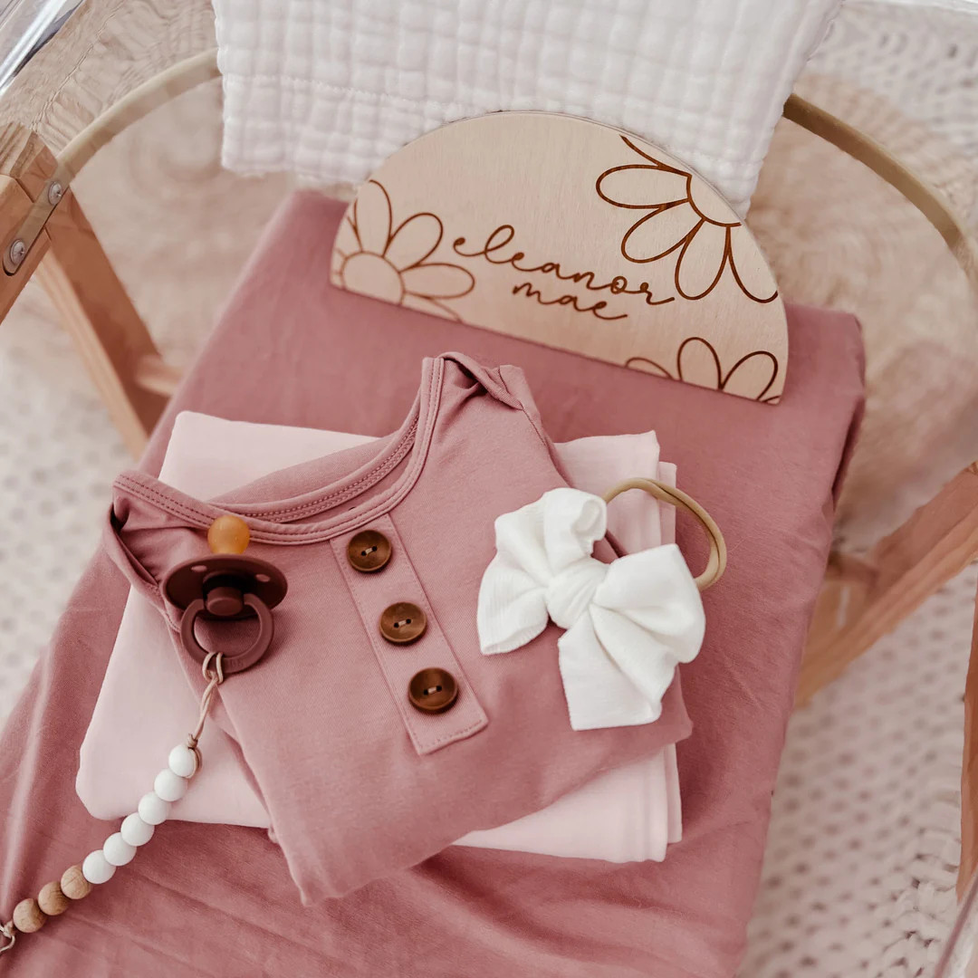 Personalized Half Moon Wood Announcement | Daisy | Caden Lane