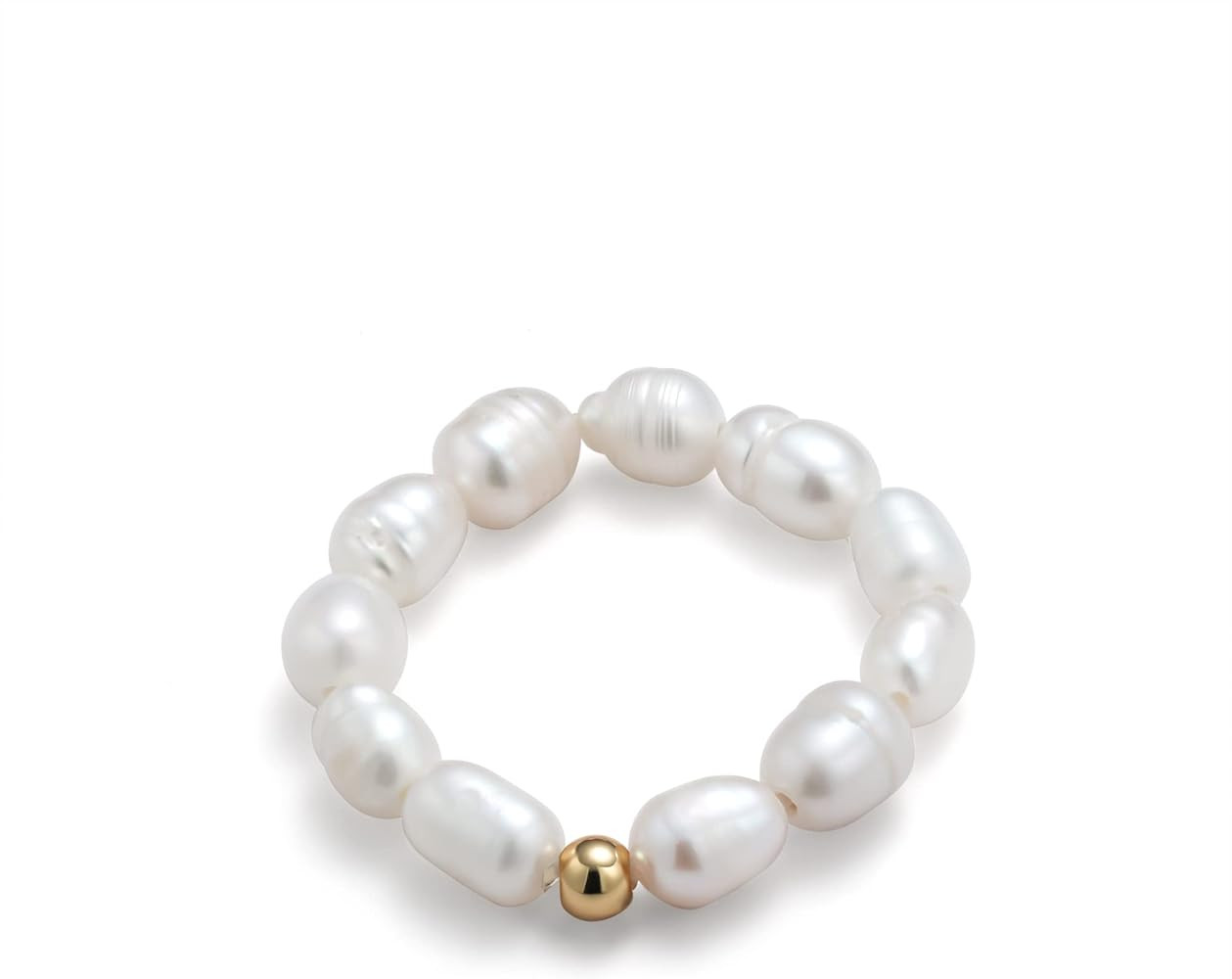 Stretch Freshwater Pearl Rings with 14k gold plated Beaded Adjustable Stackable rings Holiday Gif... | Amazon (US)