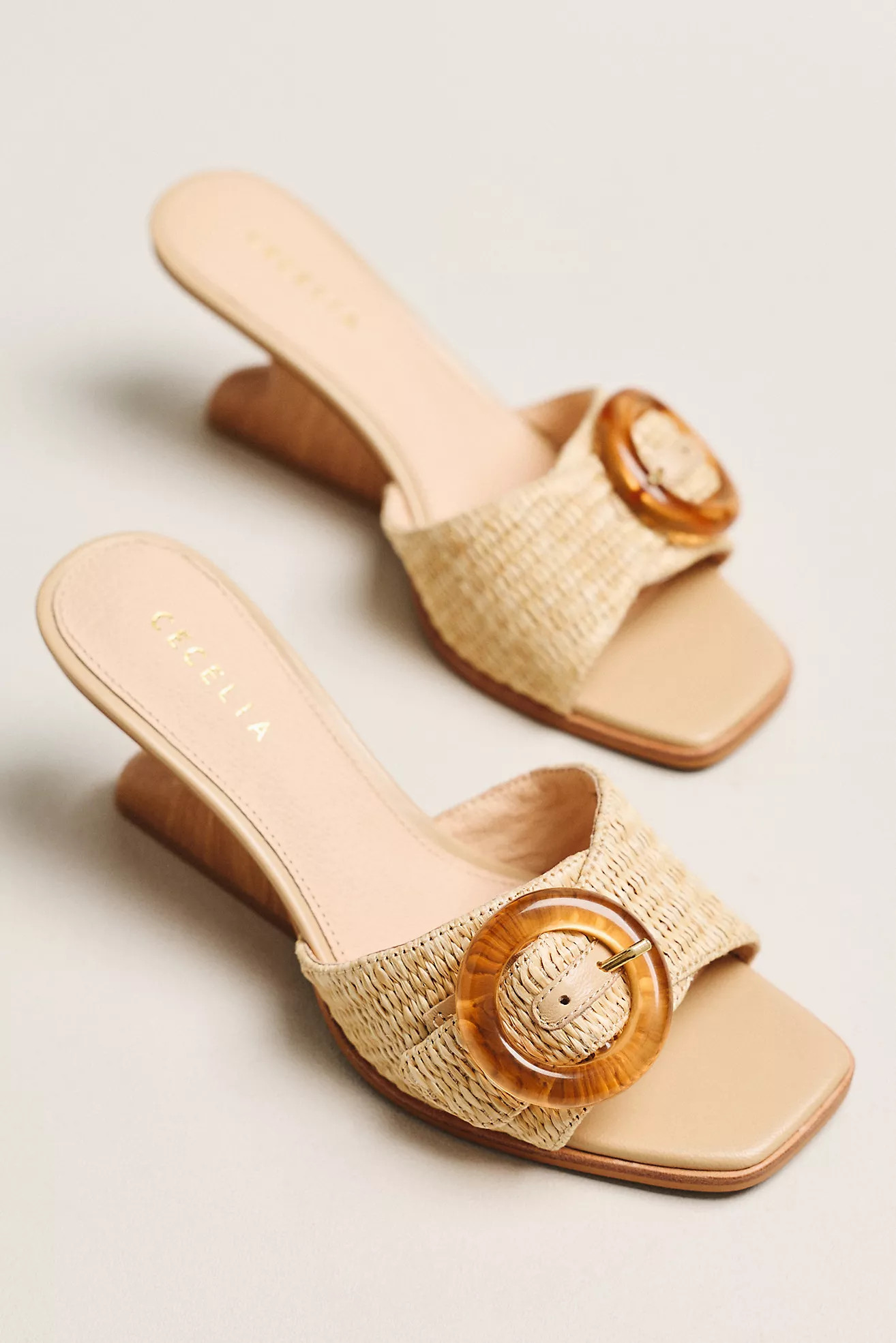 Cecelia New York Checker Raffia Heels | Anthropologie (US)