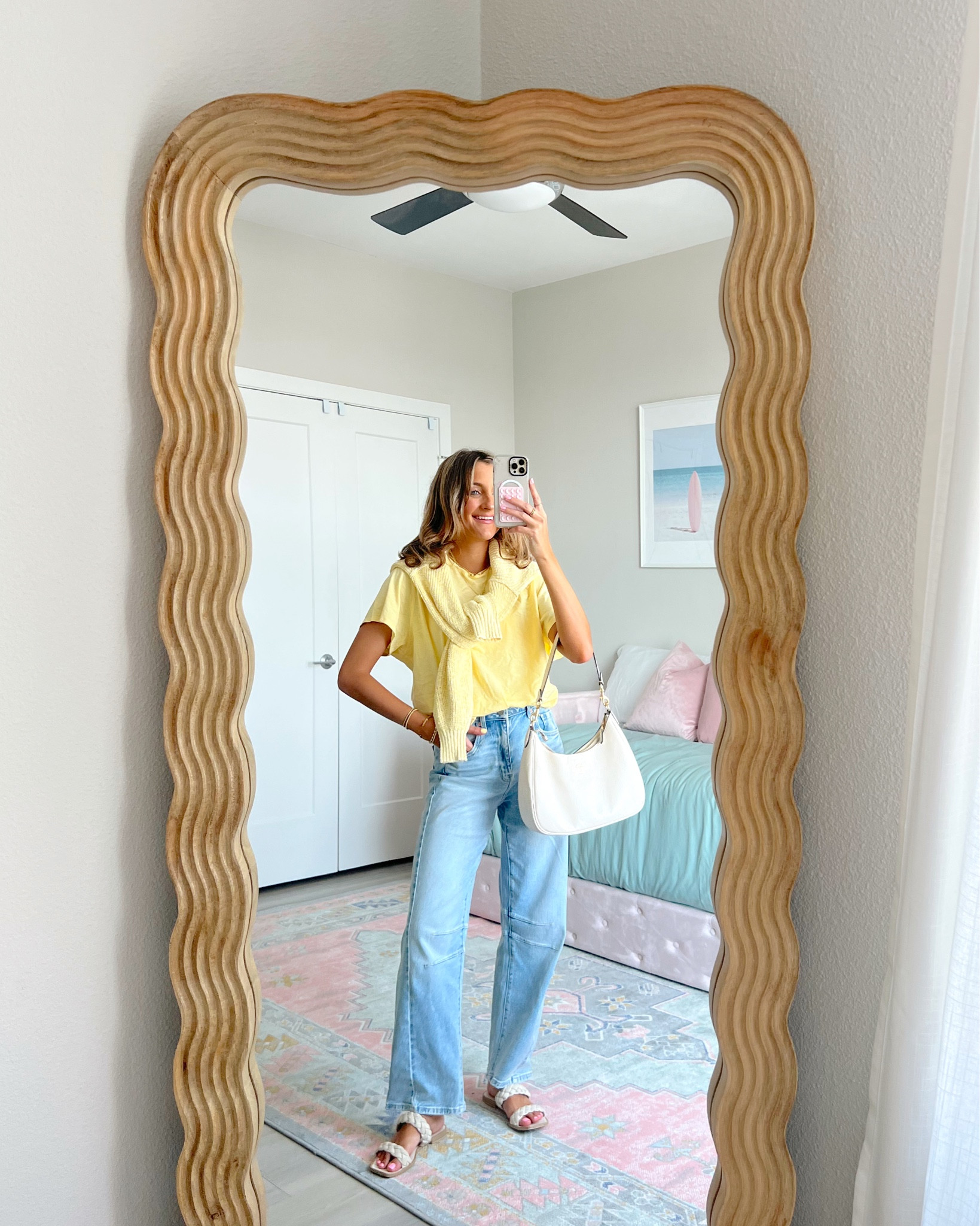 easy spring outfit idea from Aerie! love this new tee and sweater for spring 💗 wearing XS 