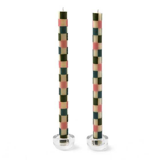 Check Pastel Dinner Candles, Set of 2 | MacKenzie-Childs