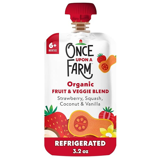 ONCE UPON A FARM Organic Strawberry, Squash & Coconut Baby Blend Sgl, 3.2 OZ | Amazon (US)