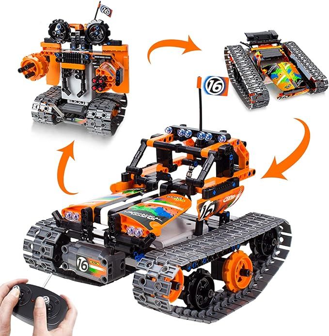 3-in-1 STEM Remote Control Building Kits-Tracked Car/Robot/Tank, 2.4Ghz Rechargeable RC Racer Toy... | Amazon (US)