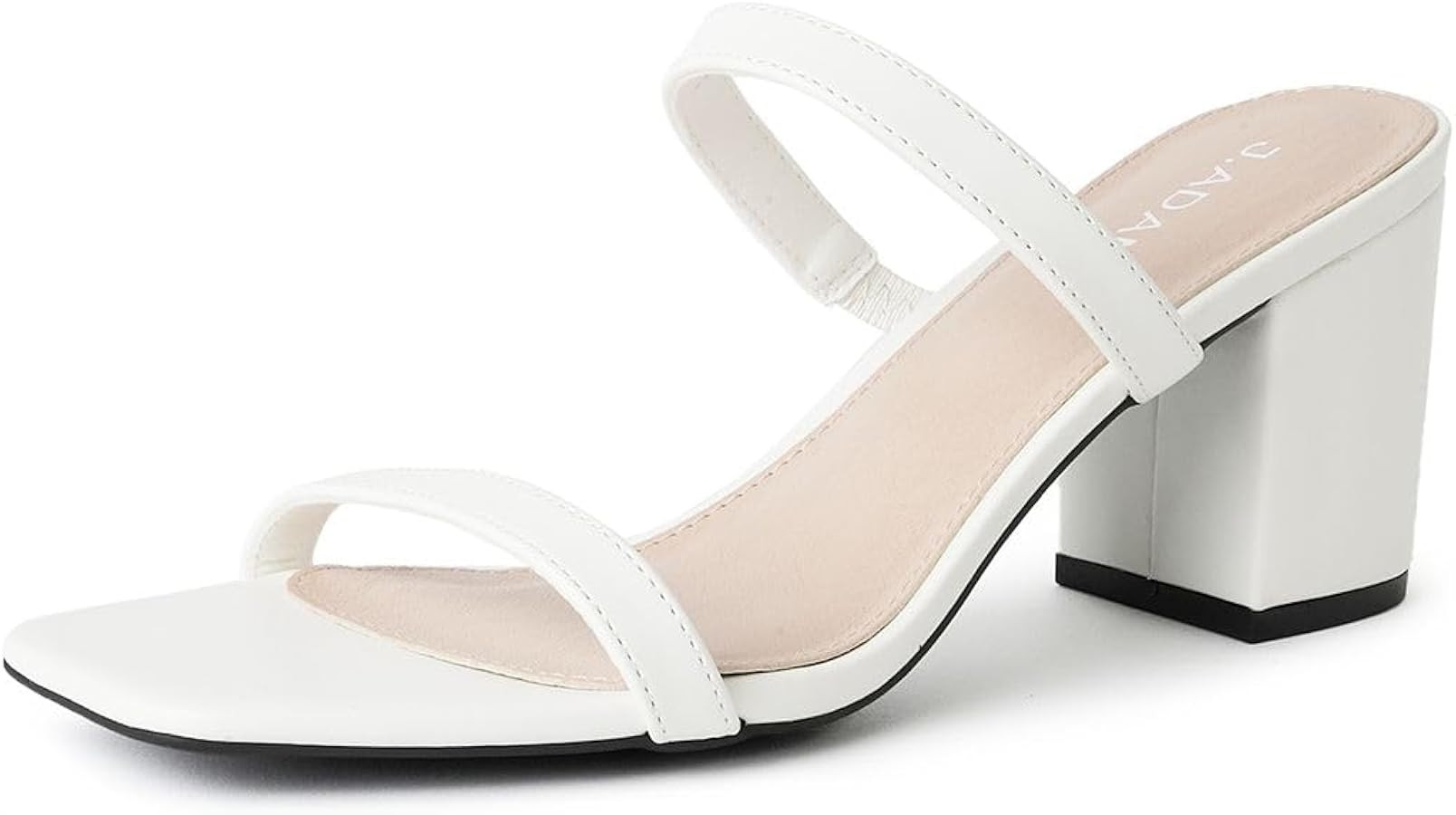 J. Adams Stormi Heeled Sandals Women Dressy Summer Flat Mules- Square Toe Double Band Low Block H... | Amazon (US)