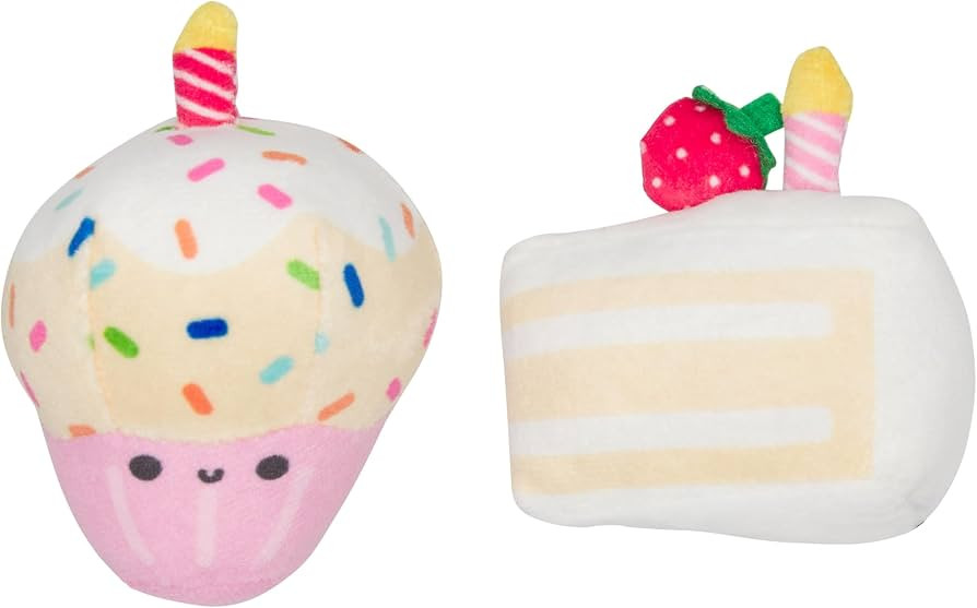 Pearhead Happy Birthday Cake Cat Toy Set, Stuffed Birthday Cake and Cupcake Cat Toys with Catnip ... | Amazon (US)