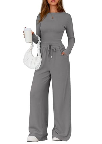 PRETTYGARDEN Matching Sets Women Clothing 2 Piece Lounge Set,Grey,S | Amazon (US)