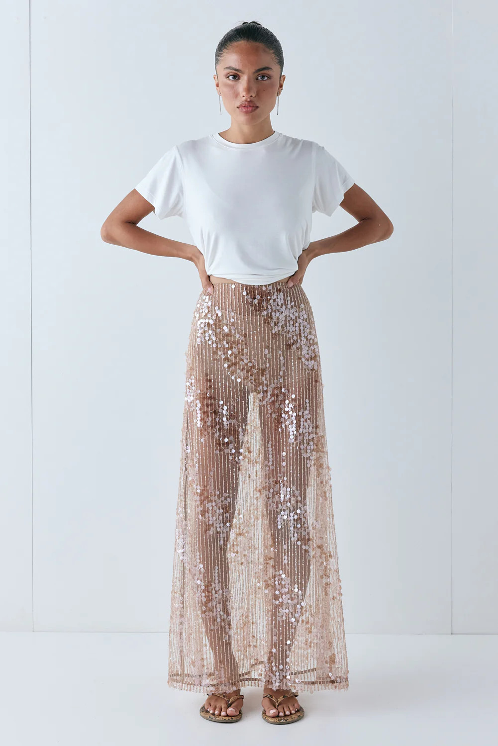 Vilma Sequin Maxi Skirt Bronze | VRG Grl