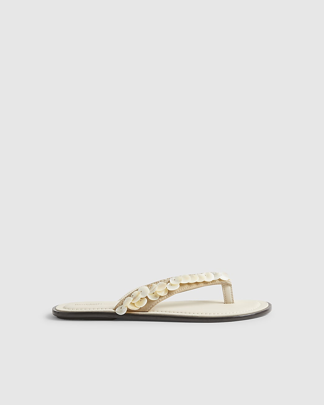 Cream Mother Of Pearl Toe Thong Flip Flops | River Island UK & IE