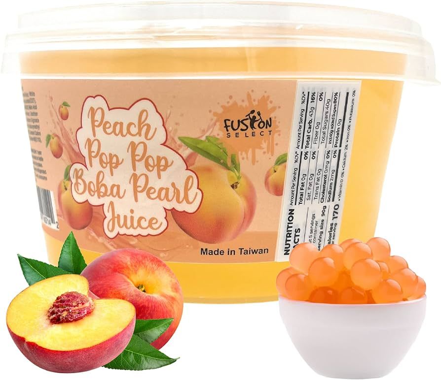 Fusion Select Peach Boba Bursting Boba Popping Boba Pearls For Boba Tea, Bubble Tea, Fruit Tea, Y... | Amazon (US)