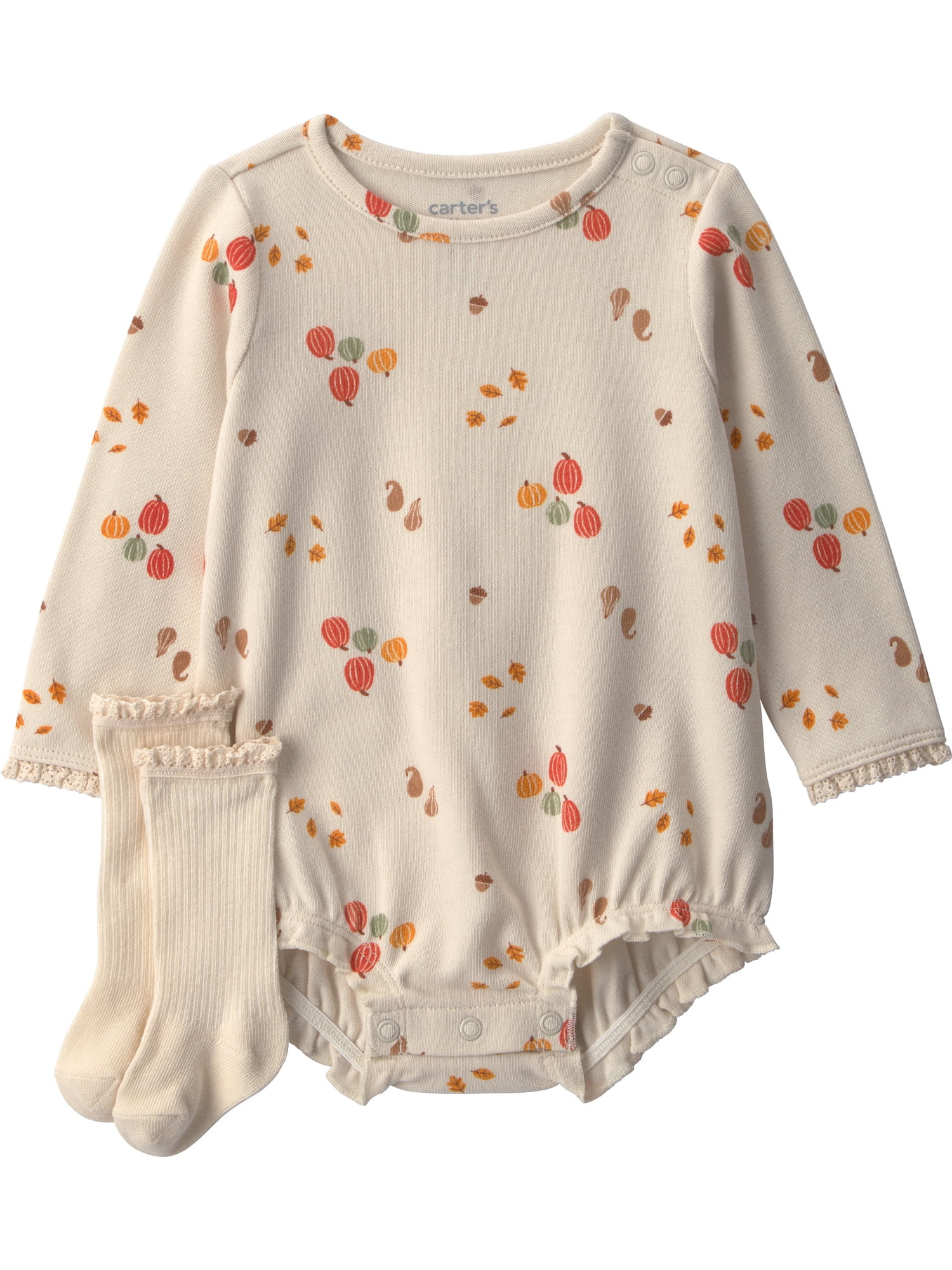 Carter's Child of Mine Baby Girl Bubble Romper and Sock Set, 2-Piece, Sizes 0/3-24 Months | Walmart (US)